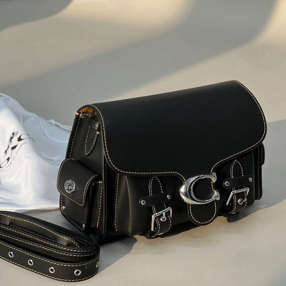 Coach CT721 Leather Soft Tabby Shoulder Bag Crossbody Black New Outlet 2410M - Picture 2 of 3